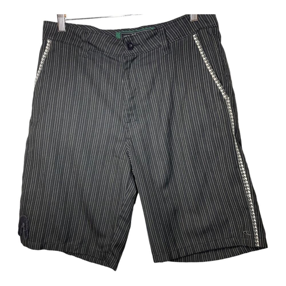 O’Neill Striped Mens Flat Front Shorts 32 Black